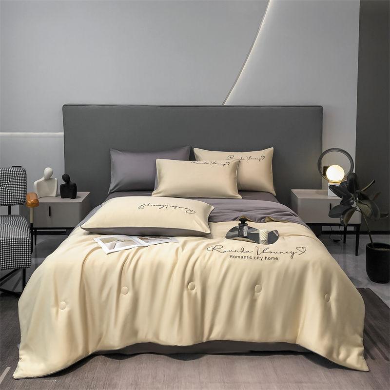 Product Introduction of 2025 Summer Washed Silk Summer Quilt Ice Silk Tencel Summer Quilt Four-Piece Set Double Machine Washable Air Conditioning Quilt Summer Thin Quilt 21