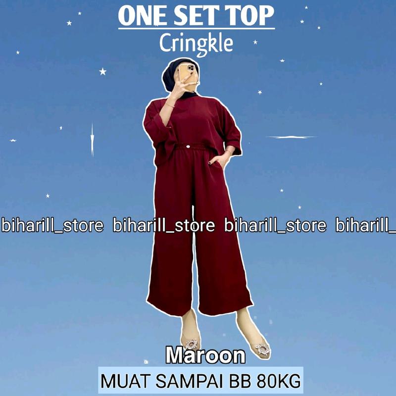 Glory One set crop top Cringkle Airflow - Setelan Wanita Cringkle One Set termurah 7