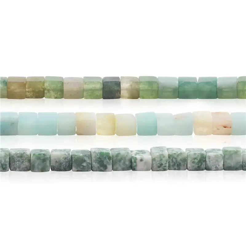 Natural Stone Cube Turquoise Unakite Agate Fluorite Snowflake Picture Opal Lemon Jade Beads 4MM For Jewelry Making DIY Bracelet
