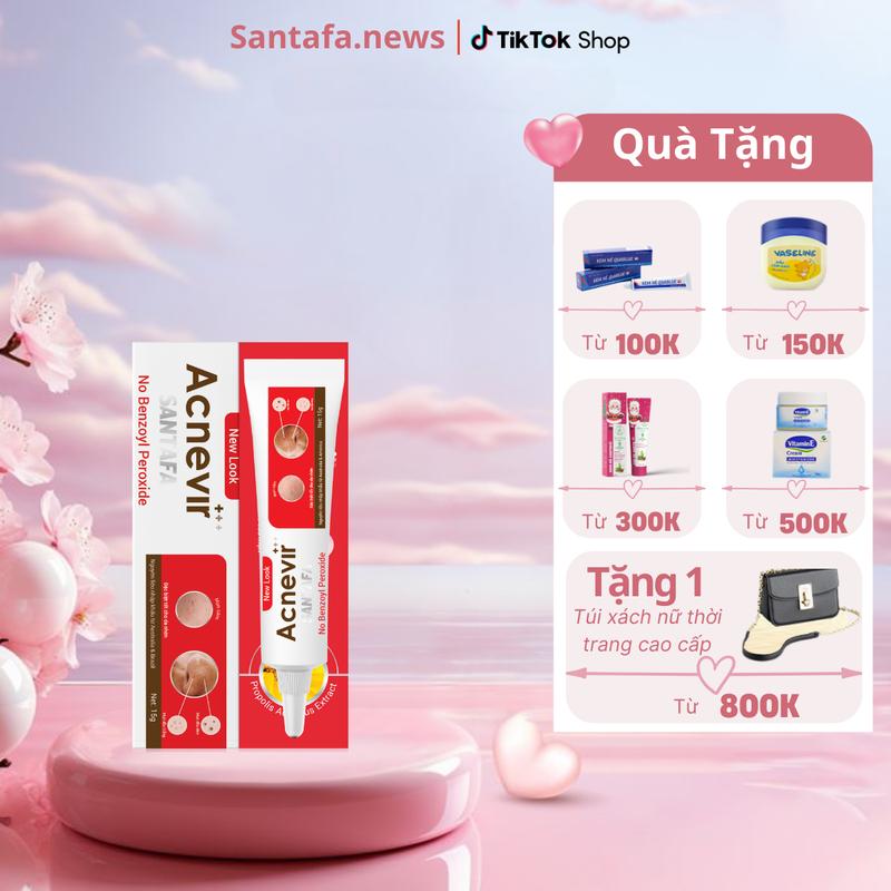 Kem Ngừa Mụn Cám Mụn Đầu Đen Acnevir Santafa -Tuýp Đỏ 15gr Chăm Sóc Da Nữ