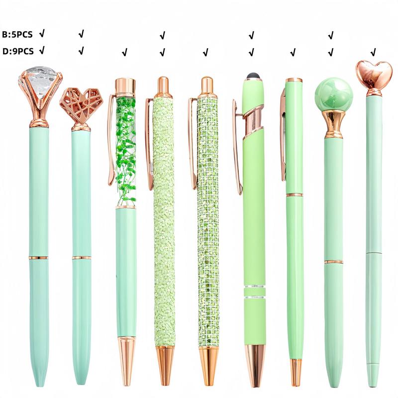 Glitter Ballpoint Pen Set, 1 Set Artificial Diamond Pen, Creative Metal Pen for Students, Wedding Desk Supplies Gift, Easter Gifts 9