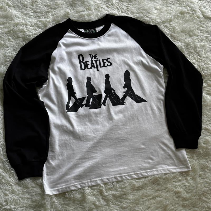 Áo thun Raglan Tay Dài 4Art THE BEATLE Cotton 2 chiều 235gsm Hình in lụa Unisex Màu Trắng Tay Đen Menswear Nam Cổ Tròn