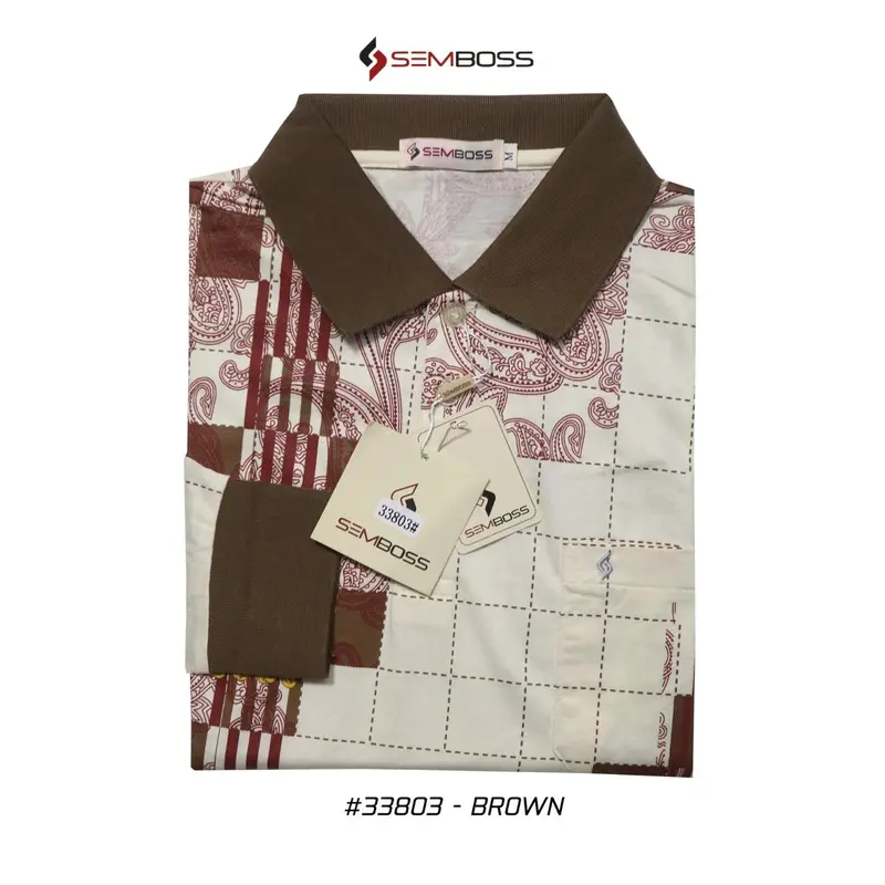 Kaos Kerah Pria Semboss Lengan Panjang Bahan Katun Adem Berkantong 33803A 7