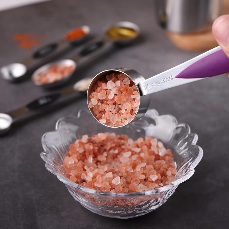 Stainless Steel Measuring Cups & Spoons Set, Stackable Soft Handle Measuring Cups, Kitchen Measuring Utensils for Baking & Cooking 5