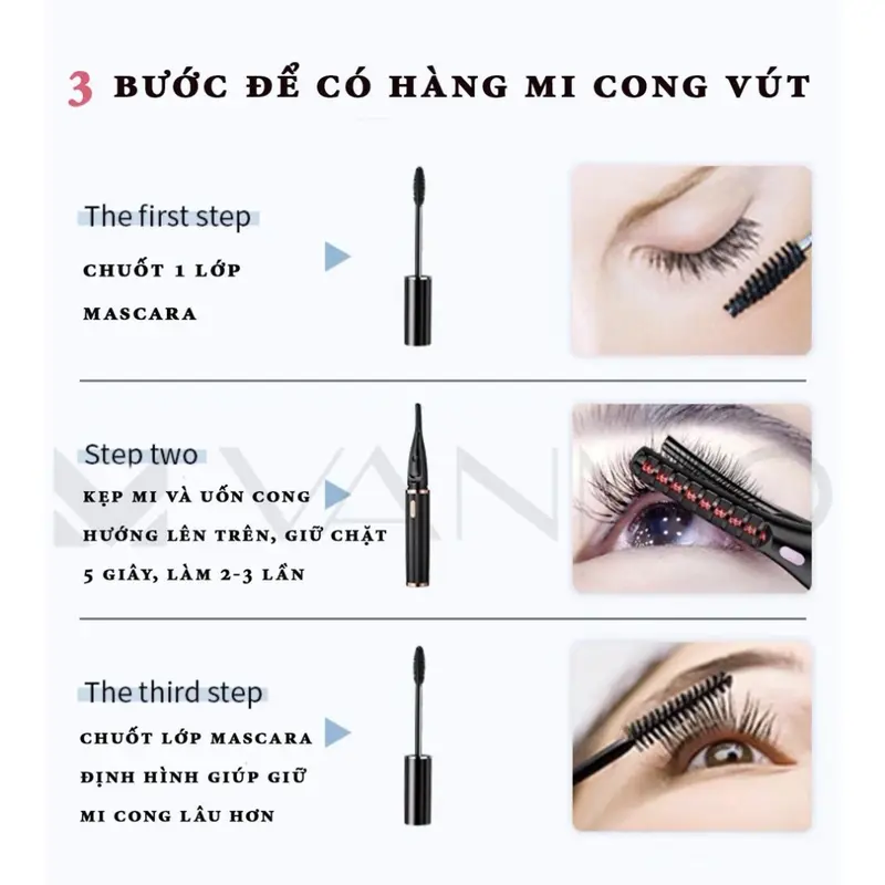 MÁY UÔN MI NHIỆT 3 CẤP ĐỘ, UỐN MI CONG TRONG 30s 7