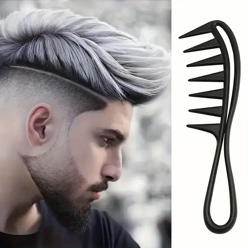 1pc Wide Teeth Hair Comb, Fishbone Texture, Retro Oil Head Hair Styling Comb For Barber Salon Home Use