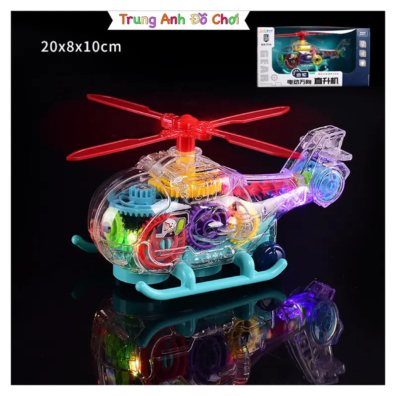 Đồ Chơi Máy Bay Trực Thăng Cơ Khí Trong Suốt Với Bánh Răng Di Chuyển Có Đèn Và NhạcToy  AG99L19 3