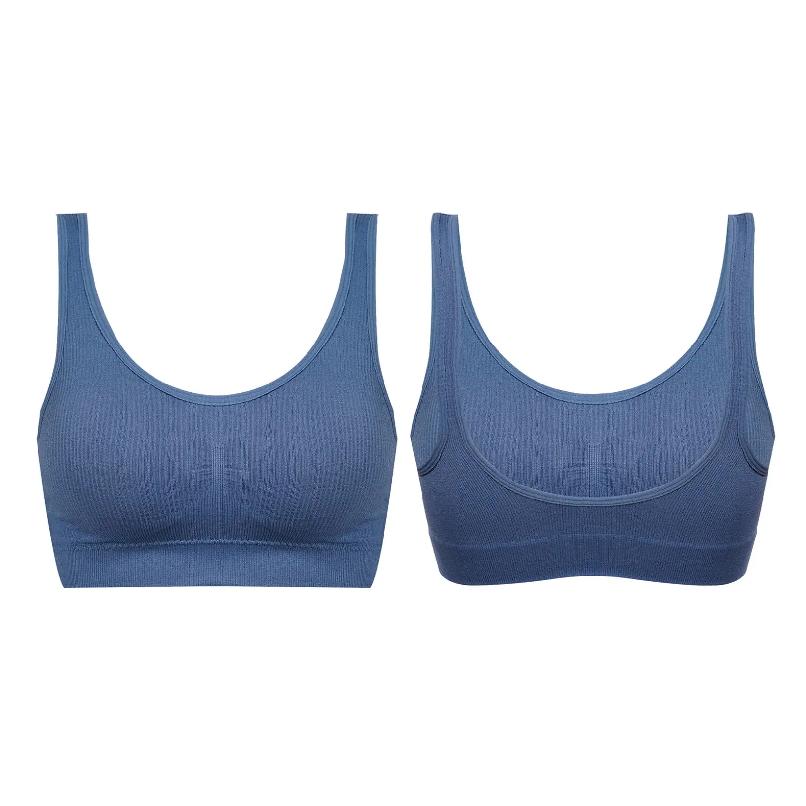 Yruioon Women's Straps Ribbed Seamless Wireless Removable Pads Sports Bra Yoga Bralette Sleeveless Wide Shoulder Crop Top