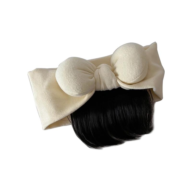 Stylish Bowknot Headband Infant Wig Bangs Hairpiece 0-1Y Newborns Headwear Solid Color Hairband Decor for Baby Girls 0