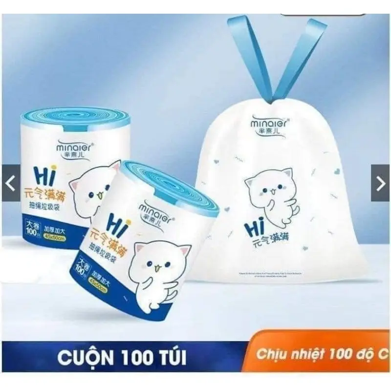 COMBO 3 Túi (300 túi) cuộn 100 TÚI ĐỰNG RÁC CÓ DÂY RÚT, TIỆN LỢI CHỐNG RÒ RỈ NƯỚC, KHÔNG SỢ BẨN TAY Kitchen 5