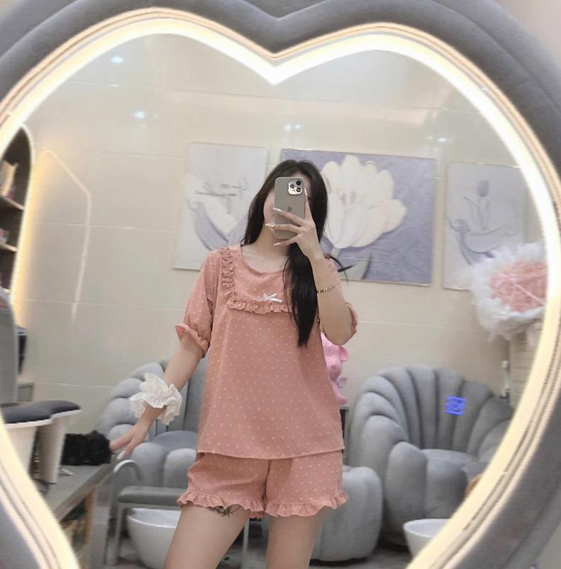 đồ bộ pijama tay ngắn yếm nơ trẻ trung, xinh đẹp, nhẹ nhàng 5