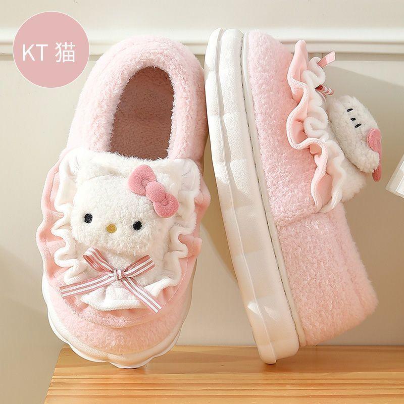 Product Introduction of Hello Kitty รองเท้าแตะผ้าฝ้าย, สำหรับผู้หญิง, ฤดูหนาว, พื้นรองเท้าหนา, ดีไซน์น่ารักและปุย, เหมาะสำหรับใช้ในร่ม, มาใหม่ในปี 2024, รองเท้าผ้าฝ้ายสำหรับผู้หญิง 9