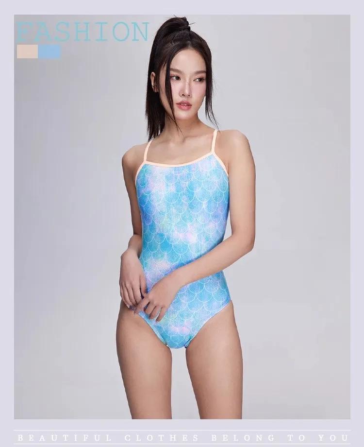 Maillot de bain une pièce d'entraînement athlétique pour femmes Maillot de bain de compétition à écailles de poisson pour la compétition_voghion.com