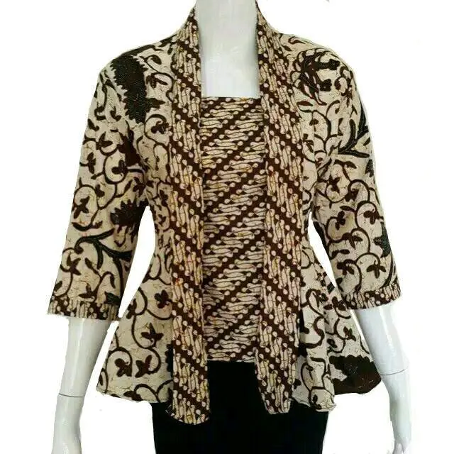 Kutubaru Peplum Batik Sogan Kombinasi Kebaya Kantor Kerja