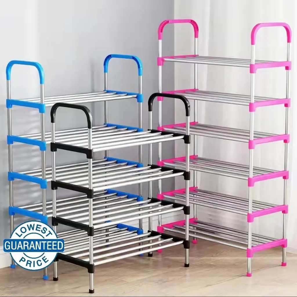 bea 4 Layer  / 6 Layer Shoe Rack Stackable Shoes Organizer Storage Stand [Stainless Steel] Lightweight