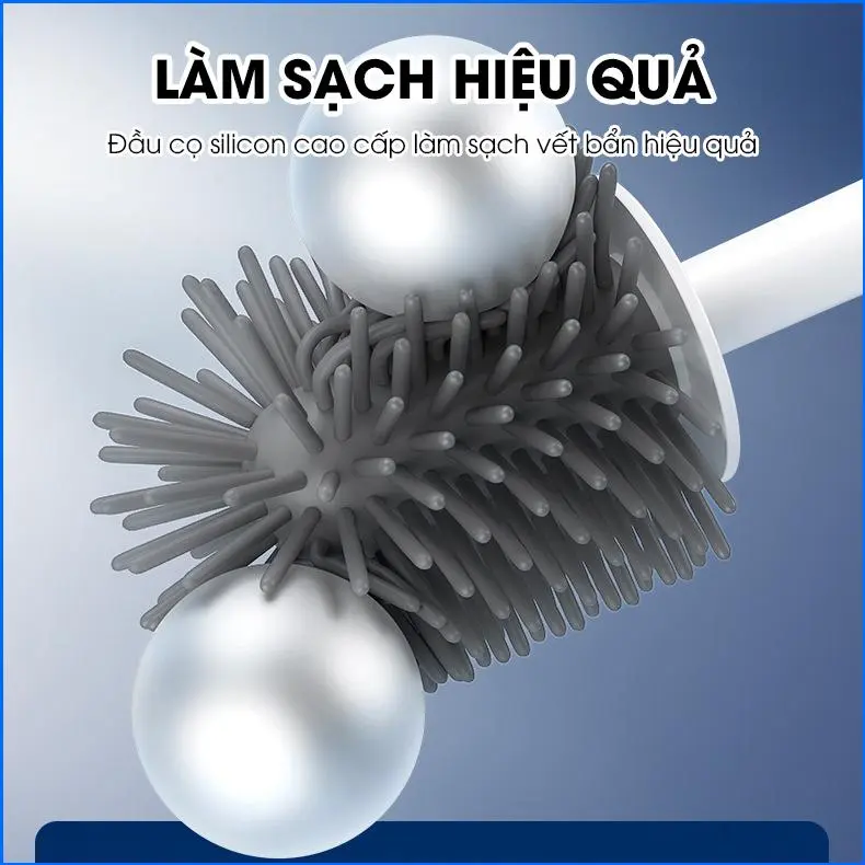 [LADOHOME] Bộ cọ chà bồn cầu, bàn chải toilets nhà vệ sinh đầu silicon 2 trong 1 LH-8675, đầu vòi silicon mềm mại 6