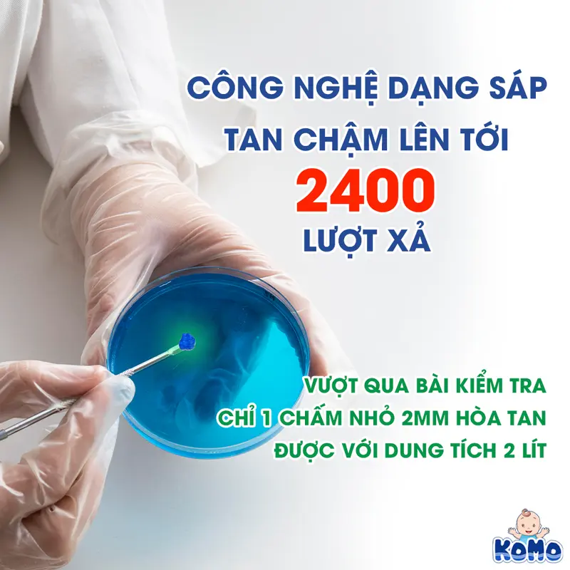 Combo 04 Cốc Thả Bồn Cầu KoMo Sáp Tan Chậm 2400 Lượt Xả Hương Hoa Oải Hương Diệt Khuẩn Làm Sạch KoMo Toilet Cleaner 2
