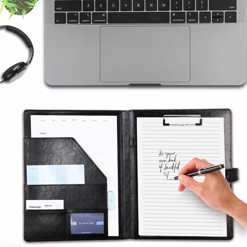 A4 Pu Leather File Folder without Pen, 1 Count Magnetic Buckle Design Foldable Clipboard Writing File Folder with Pocket, Portable Stationery Supplies for Home and Office, Student Stationery 4