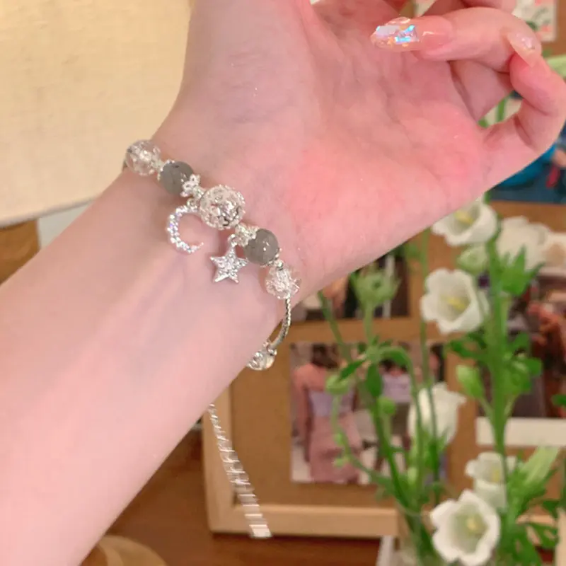 Vòng Tay Sông Ngôi Sao, Thiết Kế Sáng Tạo, Vòng Tay Ngôi Sao Ngọt Ngào Và Mặt Trăng, Đính Cườm Đá Ánh Trăng 5