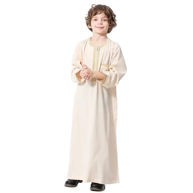 Product Introduction of Dubai Embroidery Patchwork Hijab Abayas Ramadan Muslim Clothing Boys Abaya Jilbab Khimar Turkey Kaftan Moroccan Islam Long Robe 5