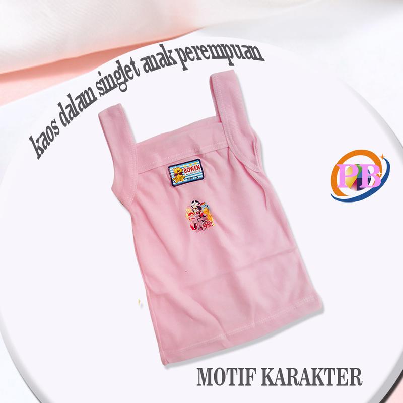 6 PCS Kaos Singlet Anak Perempuan Motif karakter Katun Baju Fashion 3