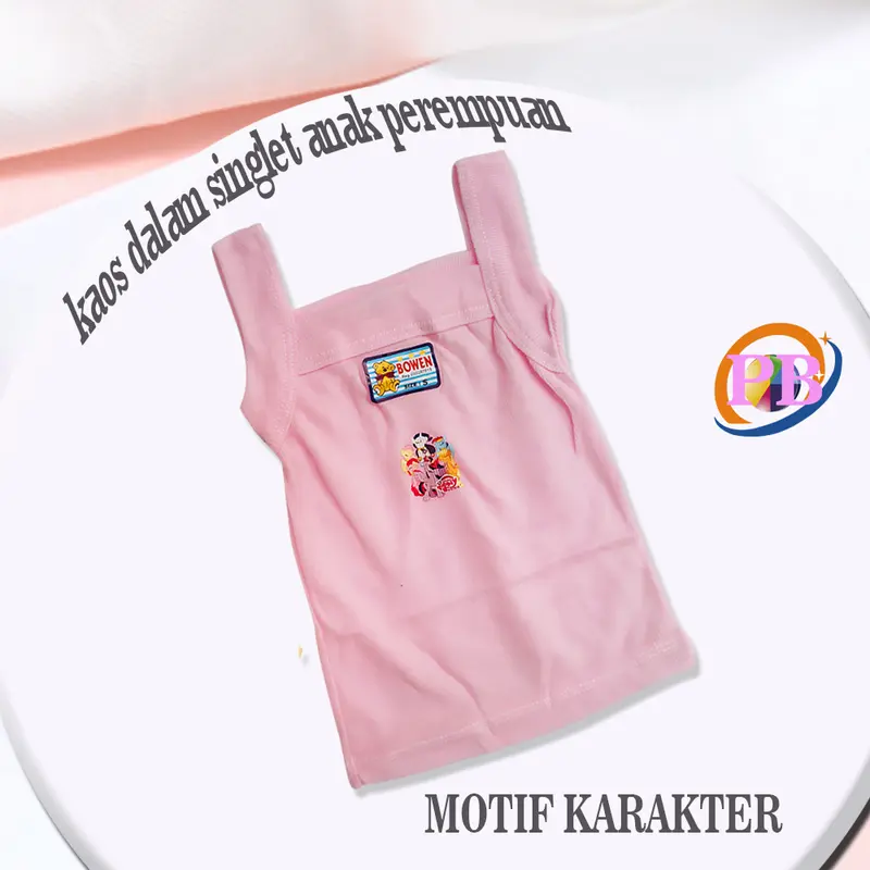 6 PCS Kaos Singlet Anak Perempuan Motif karakter Katun Baju Fashion 2
