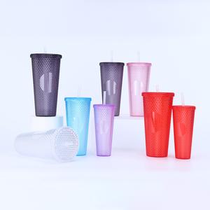 Cawan Durian, Anti-melecur, Fesyen Baharu, Mudah, Diperbuat daripada Plastik Berlian, Hadiah Kreatif, dengan Straw, Cawan Satu Lapisan kids  frozen  water  bottle  straw pink  water  bottle  girl Kitchenware Merah