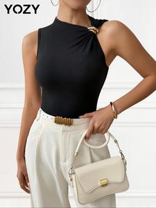 Yozy Women's Solid Color Tank Top, Casual Sleeveless Top for Spring & Fall, Ladies Clothes for Daily Wear, Womenswear