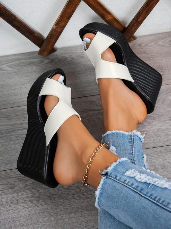 Women's Fashionable Solid Color Wedge Sandals, Casual Comfortable Platform Sandals for Summer, Female All-match Round Toe Sandals for Daily Wear, Walking Shoes 3