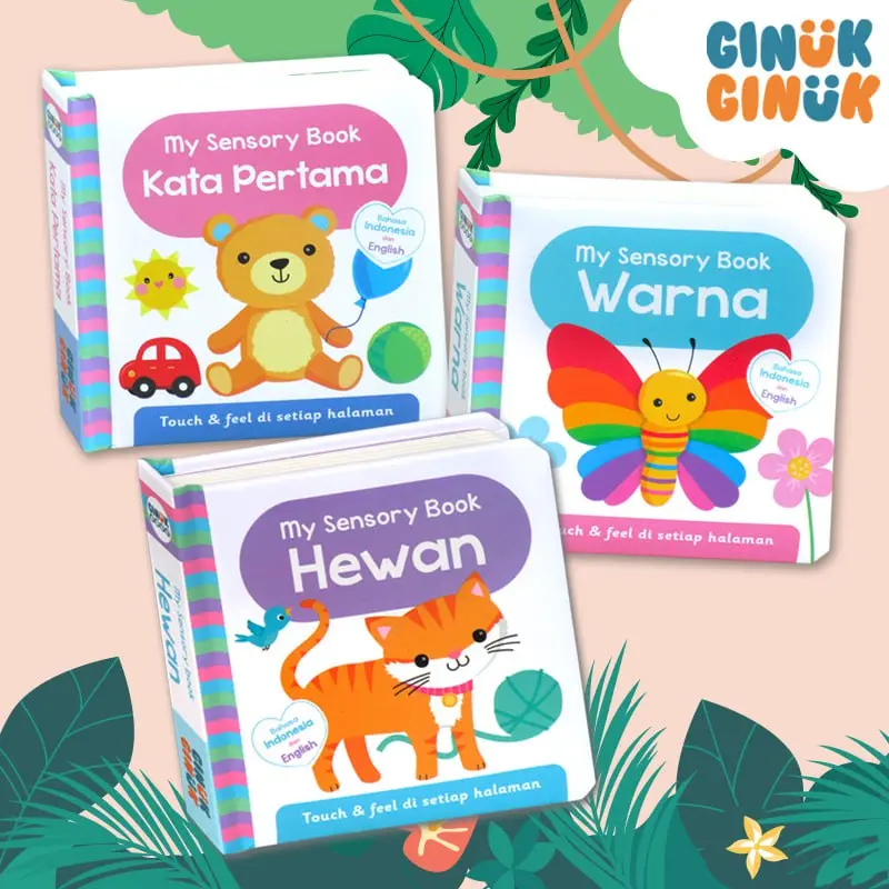 Bilingual My Sensory Book WARNA & KATA PERTAMA board book - touch & feel di setiap halaman (Bhs Indonesia & Inggris)
