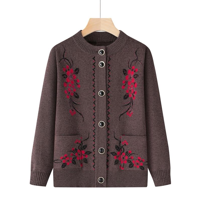 Áo  cardigan len trung niên cài cúc tay dài cho mẹ chất liệu len dệt kim mềm mịn Top Women Xanh Sen Voi 1