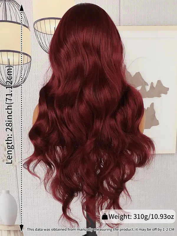 26 Inch Long Wavy Wigs for Women, Gorgeous Fluffy Wigs without Bangs, Synthetic Lace Front Wigs for Party, Daily Use 1