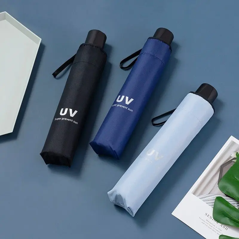Ô Dù Che Mưa Nắng Chống Tia UV Inox Tay Cầm Nhựa Cứng - Hồng, Vàng, Xanh Than, Xanh Dương 2