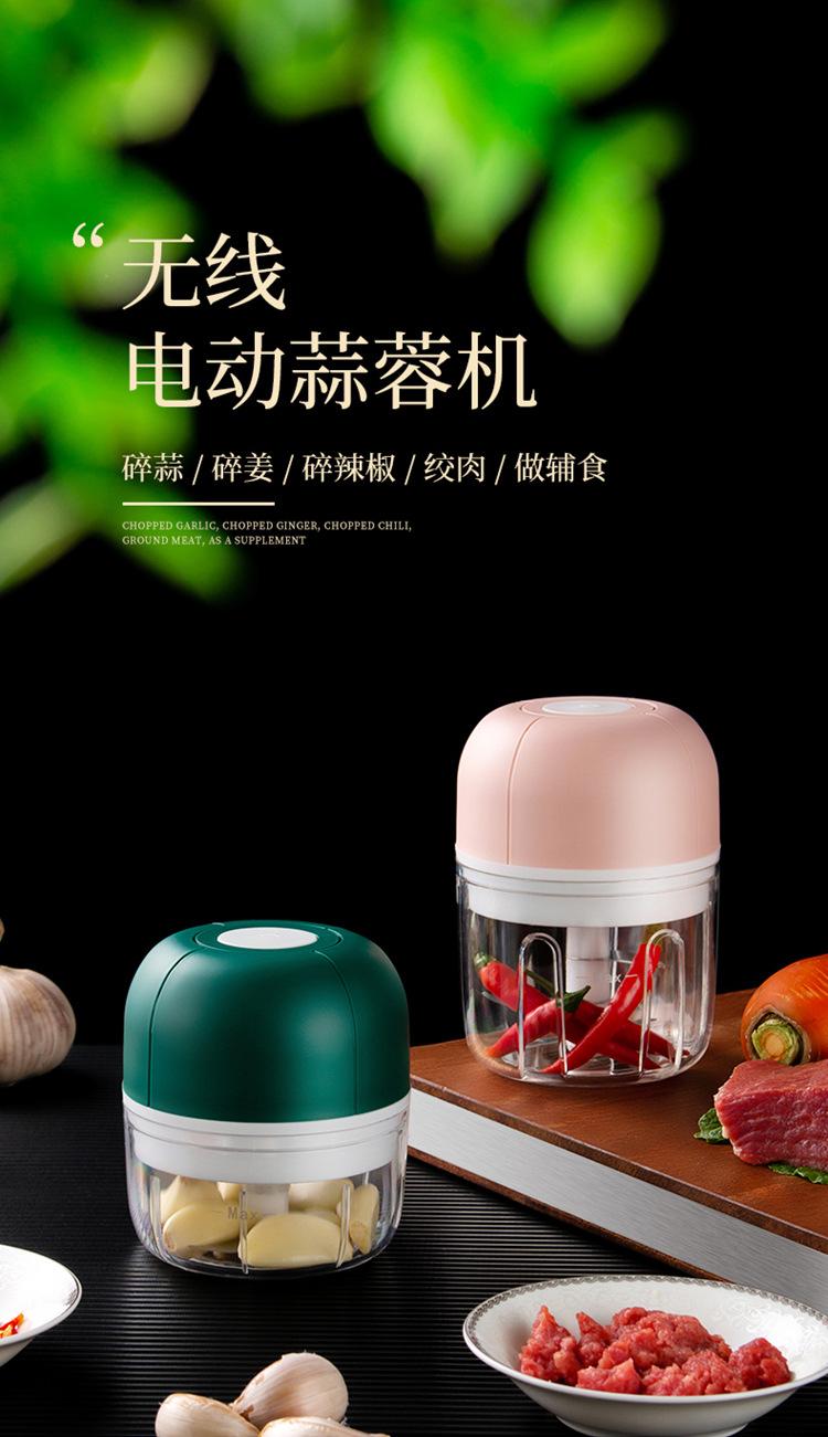 Product Introduction of Multifunctional Garlic Grater Mini Cooking Machine Meshed Garlic Device Electric Garlic Press Household Baby Food Supplement Cross-Border Gifts 19
