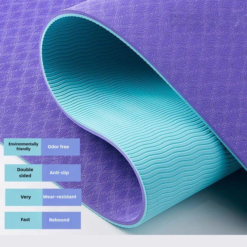 Product Introduction of TPE Yoga Mat Non-Slip Grip Student Dormitory Widened Thickened Soundproof Shock Absorption Dance Fitness Mat Jump Rope Mat for Women 1