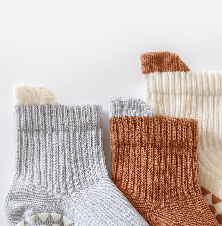 Product Introduction of 3 Pair/set Soft Baby Sock for Boy Girl Simplicity Solid Color Non-slip Floor Sock for Toddler Spring Cotton Indoor Infant Sock 5