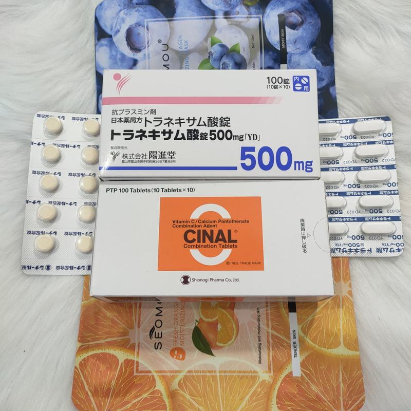 Sp hỗ trợ dưỡng sáng da mờ sạm nám tàn nhang CHamsami 500ng nguyên vỏ C Ciinal tặng mặt nạ dưỡng trắng Tất cả các loại da