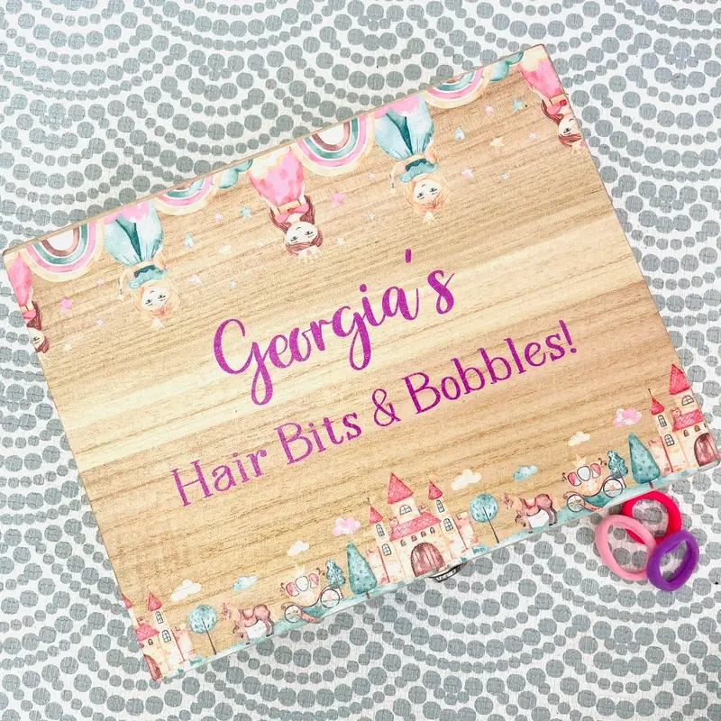 Personalised Hair Accessories storage box princess gift little girls 5th birthday 6th unicorn mermaid present Christening 0