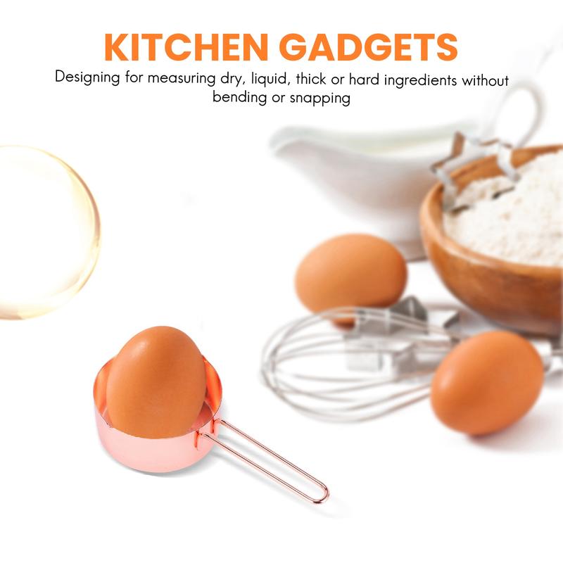 Rose gold Stainless Steel Measuring Cups and Spoons set of 8 Engraved Measurements,Pouring Spouts & Mirror Polished for Baking and Cooking 3