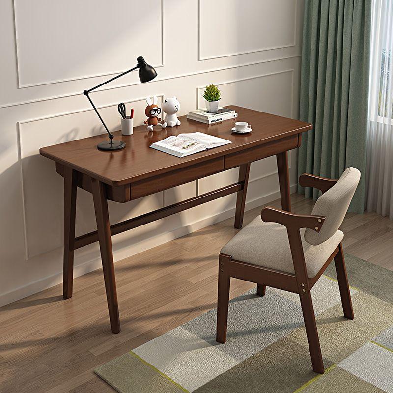 Solid Wood Desk Simple with Drawer Student Writing Desk Rubber Wood Desktop Computer Desk Bedroom Office Desk 7