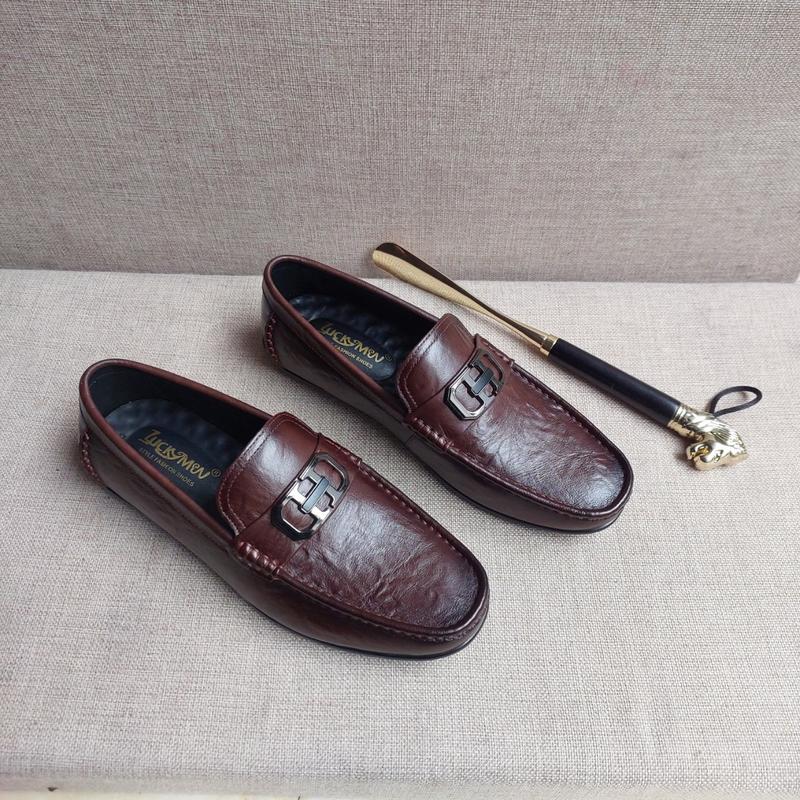 Giày Lười Da Bò Nam-Giày Mọi Nam Mũi tròn đế cao su đúc Shoes Đế Bằng giay dabo 1