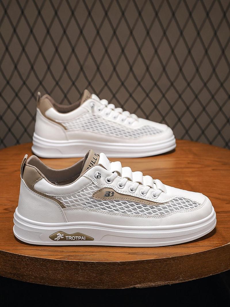 Product Introduction of Men's Casual Breathable Mesh Sneakers, Fashionable Lace Up Low Top Sneakers for Daily Wear, Male All-match Round Toe Sports Shoes for Daily Wear 7
