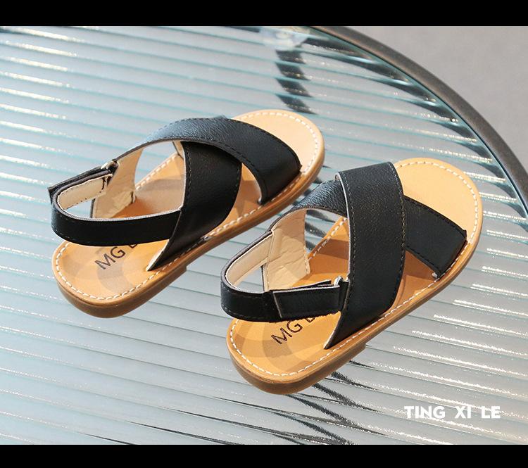 Product Introduction of Children's Sandals 2024 Summer New Fashion Versatile Baby Simple Soft Sole Boys and Girls Open Toe Cross Beach Shoes 10