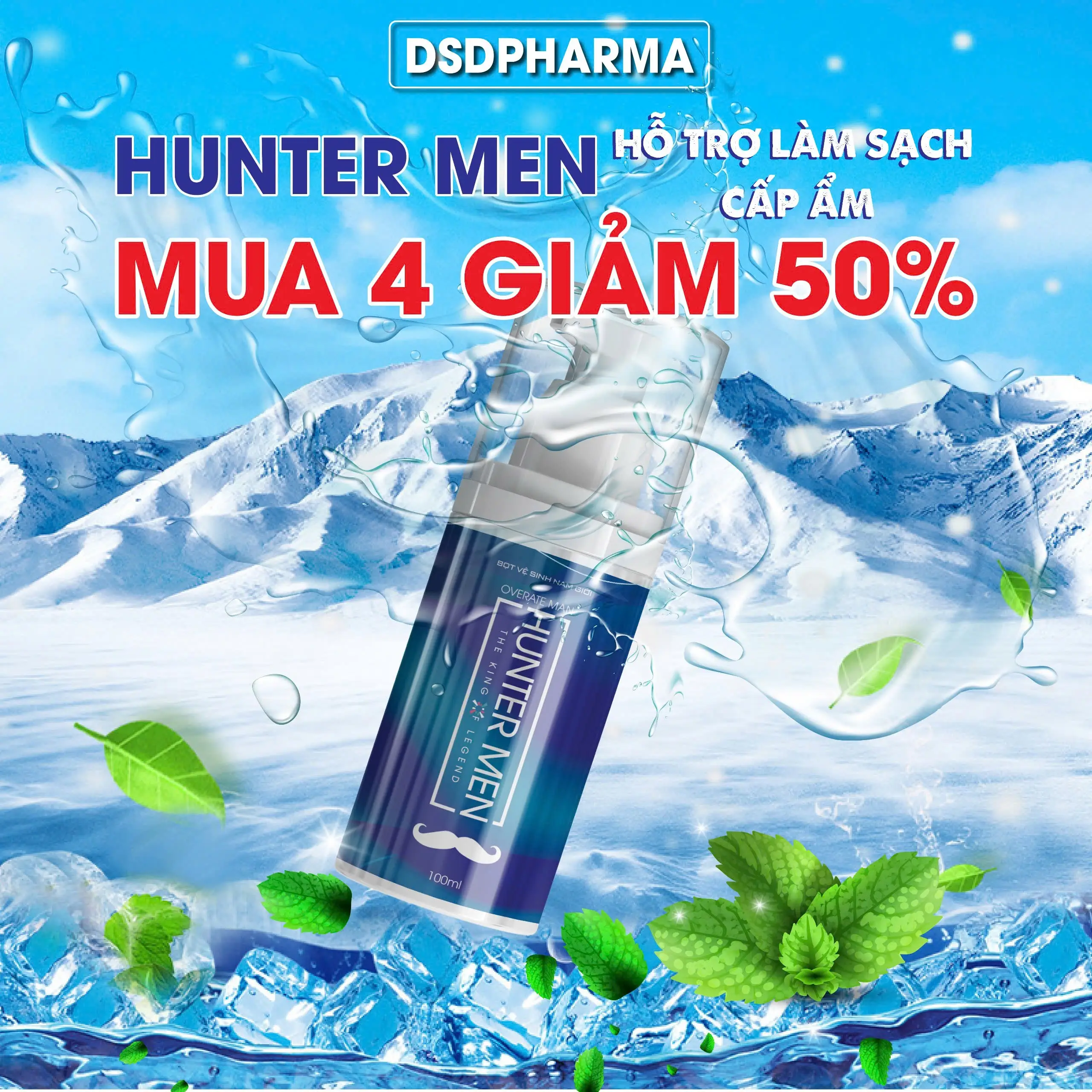 [Mua 3 Giảm 30% - Mua 4 Giảm 50%] Bọt Vệ Sinh Nam Giới Hunter Men - Hỗ Trợ Làm Sạch Sâu Hương Thơm Nước Hoa Lôi Cuốn | Chai 100Ml Dưỡng Thể