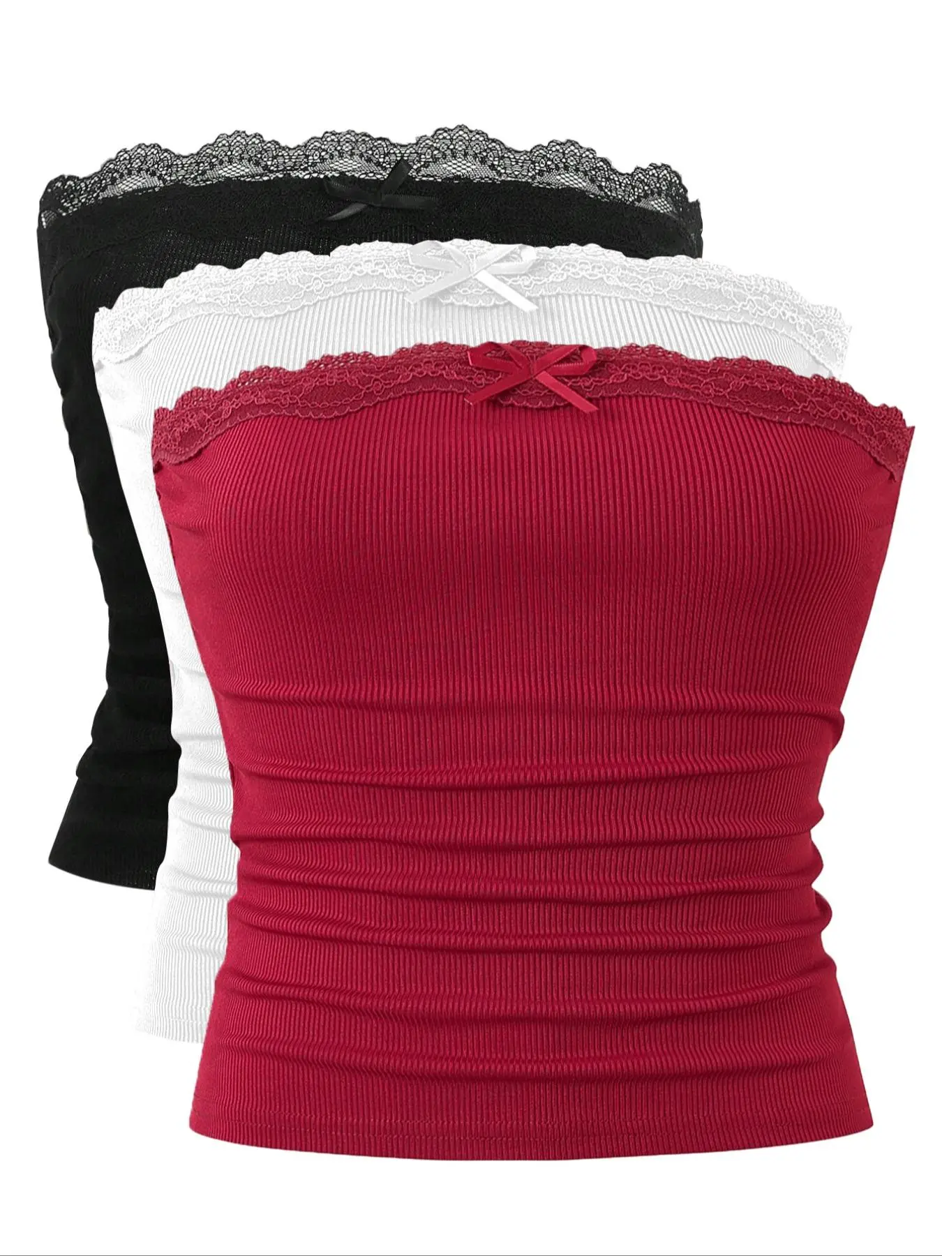 Women's Solid Color Ribbed Tube Top, Casual Sleeveless Top for Summer, Ladies Clothes for Daily Wear