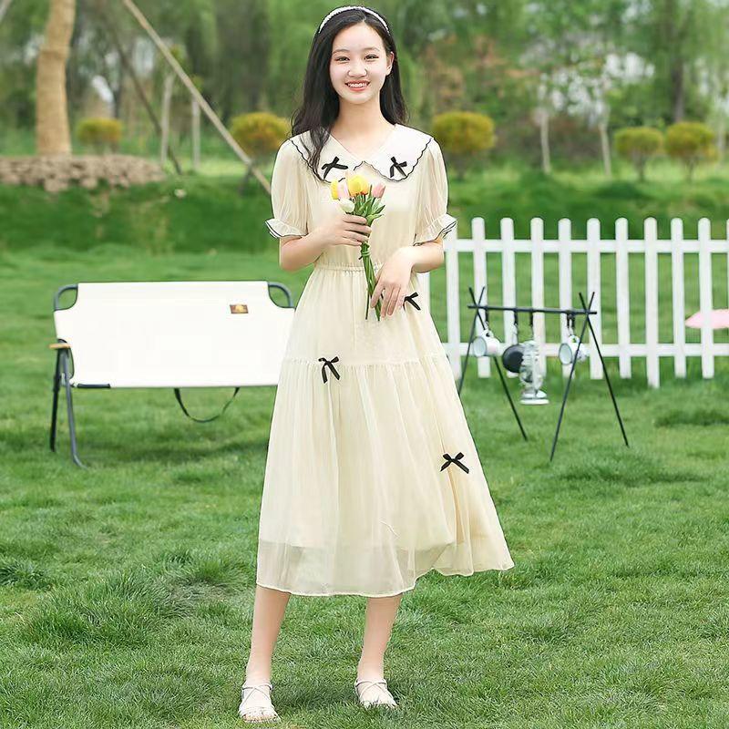 Váy Nơ Cho Bé Gái, Trang Phục Mùa Hè, Chất Liệu Voan, Váy Dài Công Chúa, Váy Thêu, Thích Hợp Cho Học Sinh Trung Học Cơ Sở Và Trung Học Cơ Sở 2
