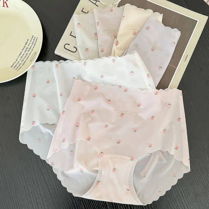 Set 10 Quần Lót Nữ Su Thạch Dâu Tàng Hình Cao Cấp Cạp Cao Không Đường May Mặc Quyễn Rũ Mát Mẻ Không Lộ Viền 0