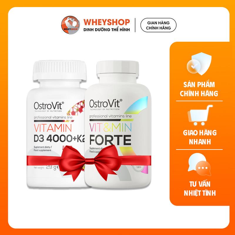 Combo 2 loại viên uống bổ sung vitamin Ostrovit VIT&MIN FORTE (90 viên) + Ostrovit Vitamin D3 4000 K2 (110 viên) - WHEYSHOP VN