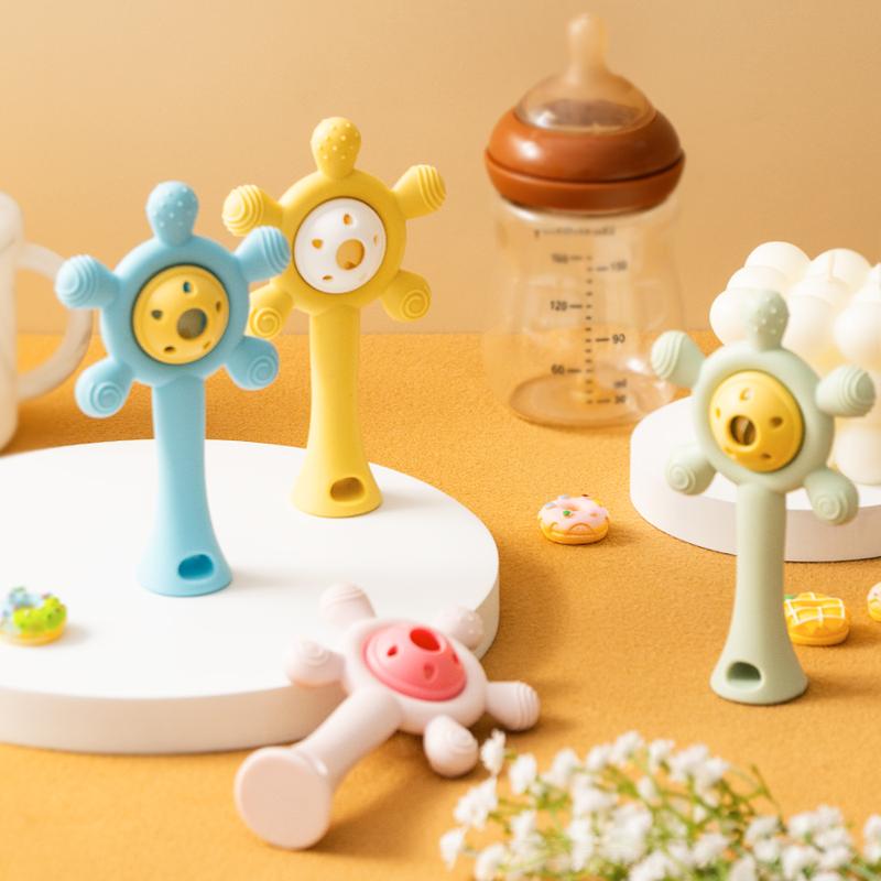 Product Introduction of 1PC Silicone Baby Teether Toys Cute Cartoon Baby Toys Sky Wheel Shape Rattle Toys for Kids Teether Baby Accessories 7