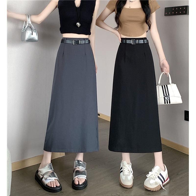 Chân váy Dáng Dài chữ A xẻ sau chân váy Ulzang phong cách hàn quốc chất tuyết mưa M184 khóa kéo vintage chân váy chân váy chân váy vay hot